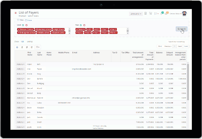 Manage payers & activities