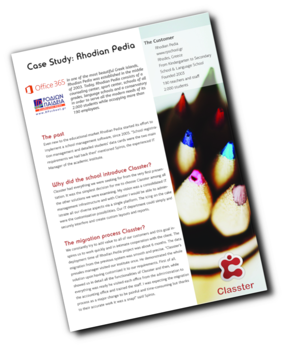 Microsoft Case Study: Rhodian Pedia becomes prototype school using Classter & O365