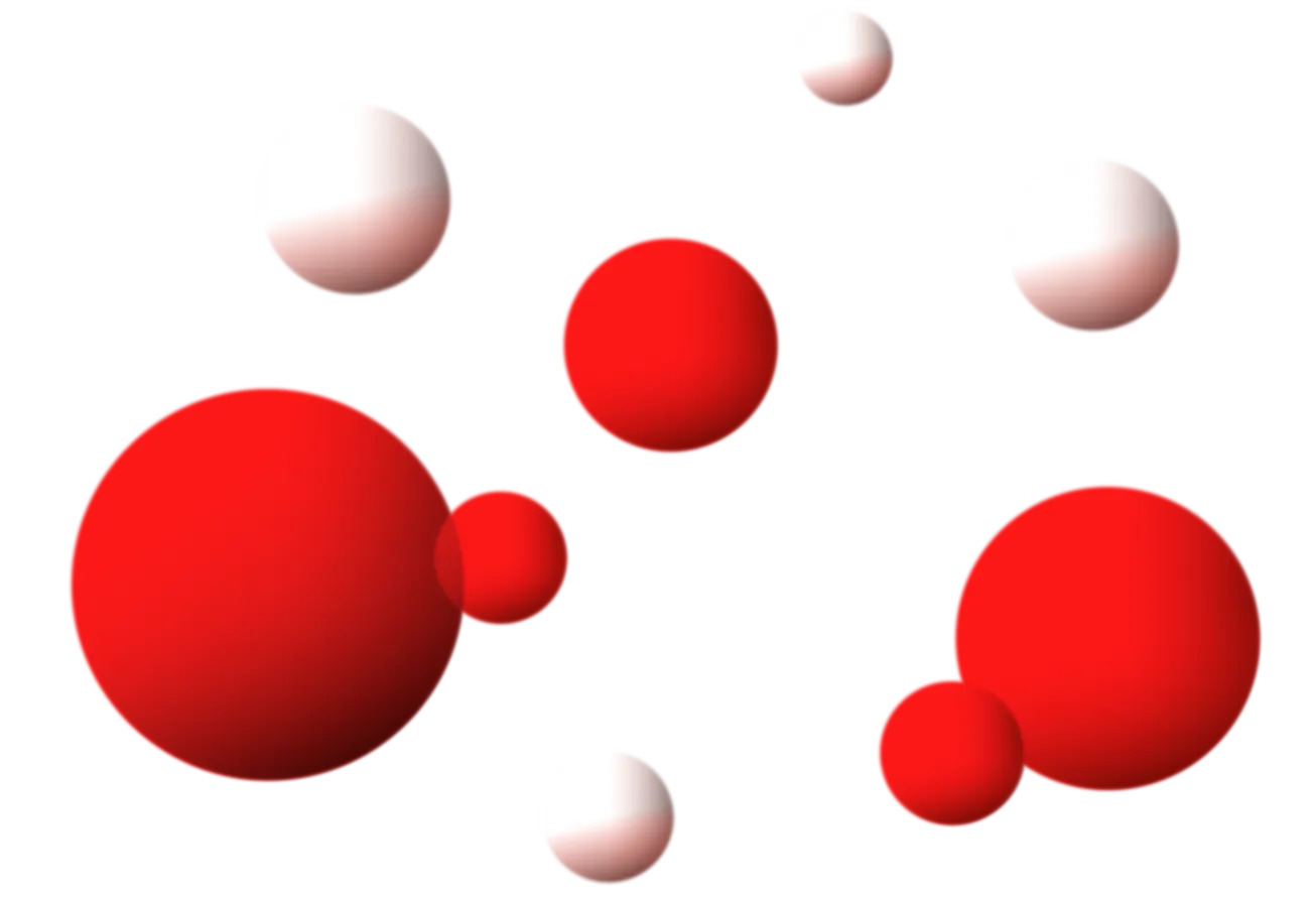 red and white spheres