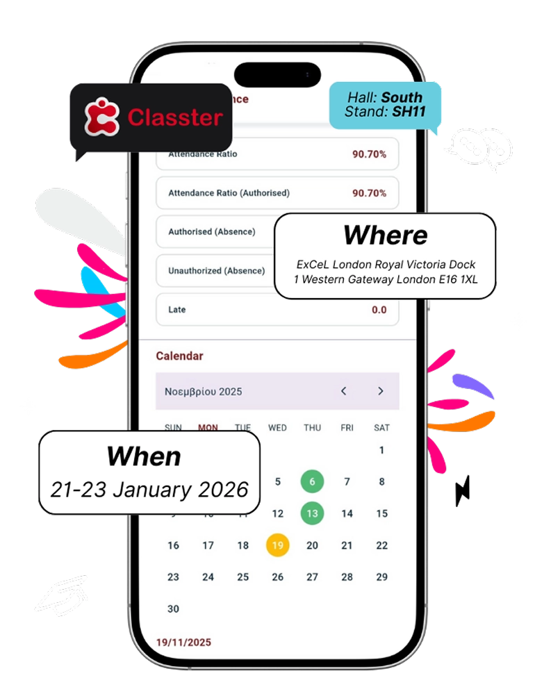 classter portal and iphone mockup for bett